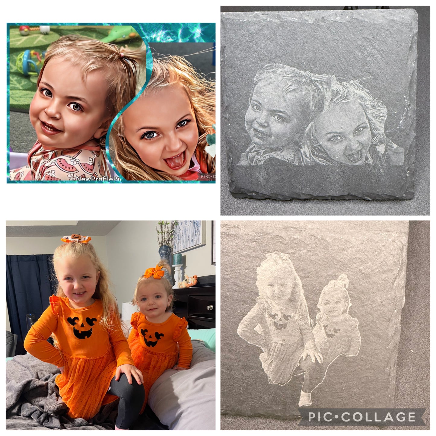 Custom Laser Engraved Slate Coaster Set