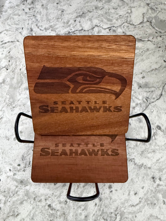 Custom Laser Engraved Wood Coaster Set