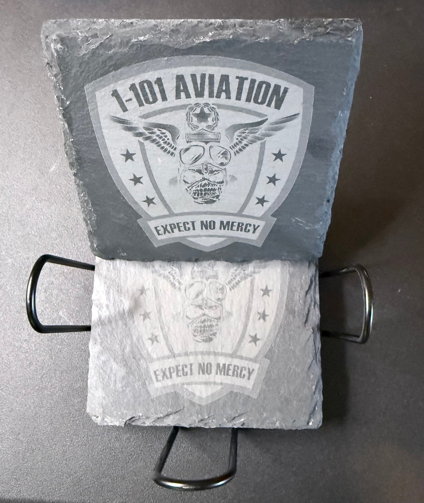 Custom Laser Engraved Slate Coaster Set