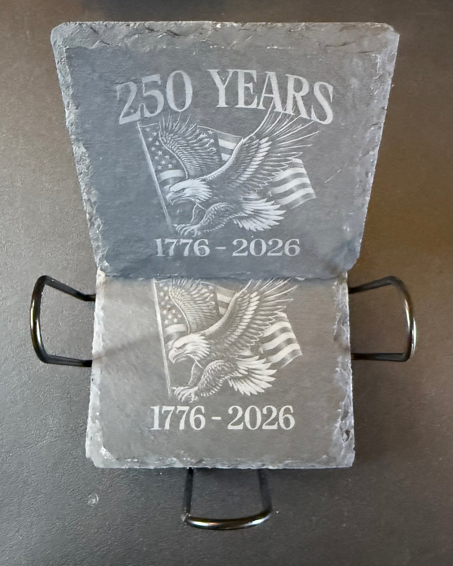 Custom Laser Engraved Slate Coaster Set