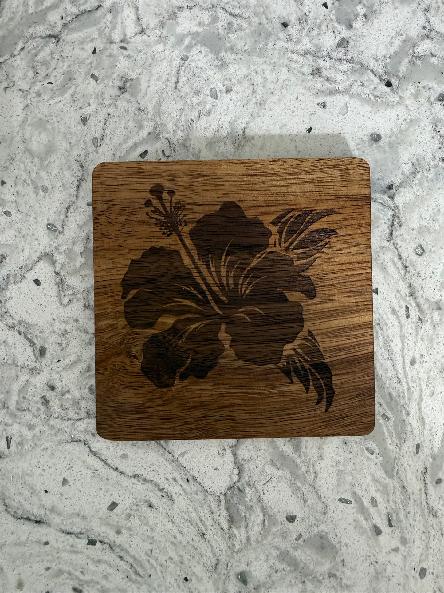 Custom Laser Engraved Wood Coaster Set