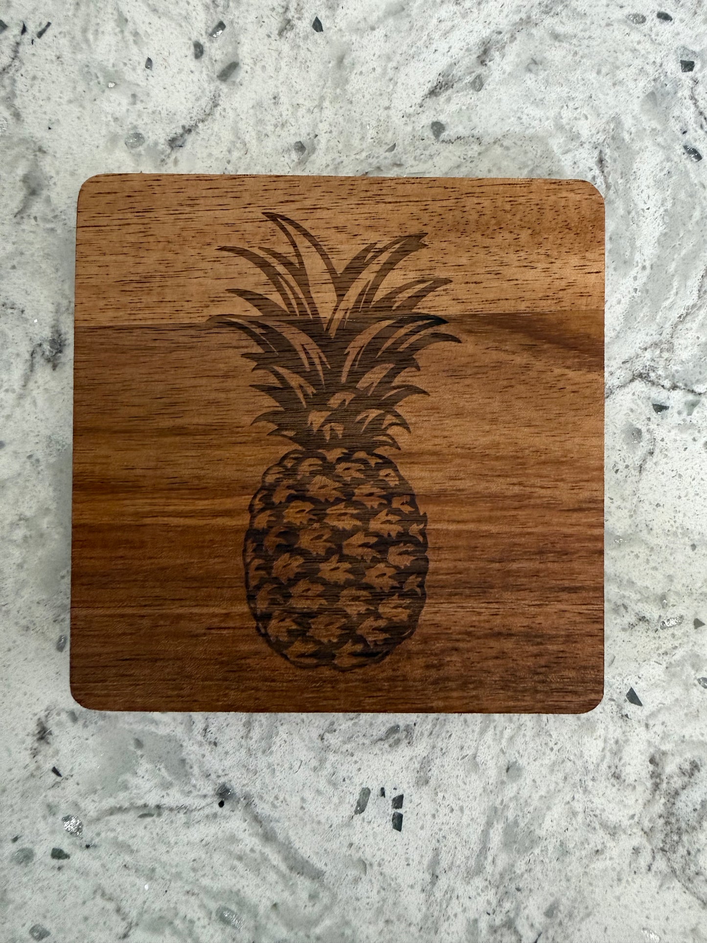 Custom Laser Engraved Wood Coaster Set